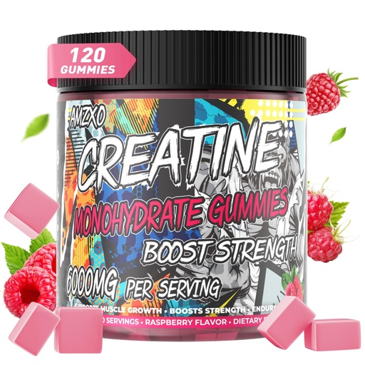 [BRSRAGA7CUNQICDP] Creatine Monohydrate Gummies 6g for Men Women,Complex Creatine Monohydrate Chewable for Muscle Strength,Muscle Building,Energy Boost,Pre-Workout Energy Supplement,Vegan Raspberry - 120 Count
