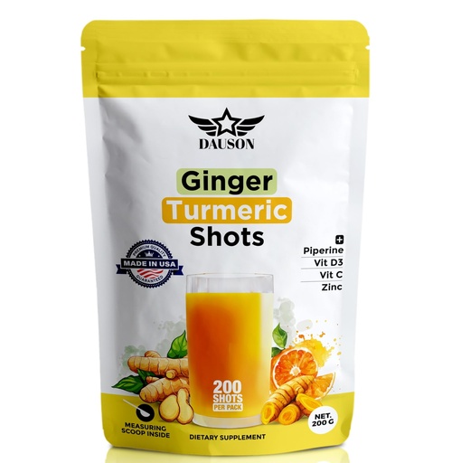 [BRSREYAEDJ5QOGY6] Ginger Turmeric Shots Boosted with Piperine, Vitamins, Zinc & Herbs | Helps in Joint Pain, Heart, Brain, Gut & Skin Health | Boosts Immunity & Energy | 200 Shots