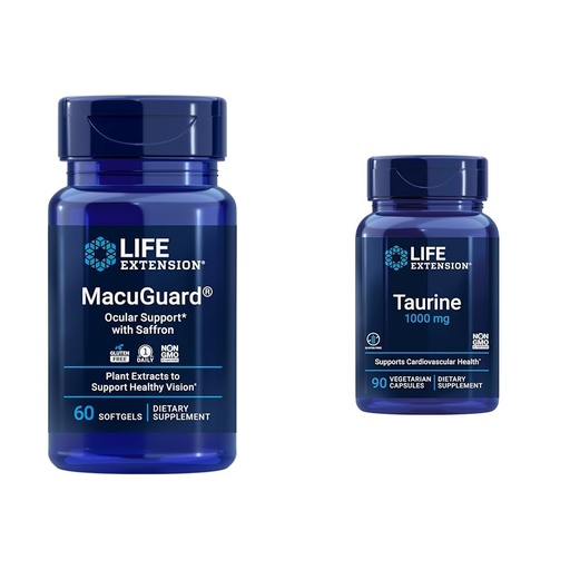 [BRSRAYYYAR7RUCDP] Life Extension MacuGuard Eye Health Supplement with Saffron & Taurine Heart Health Capsules Bundle