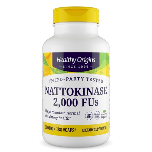 [BRSWKFAFBYEBGA3Y] Healthy Origins Nattokinase 2,000 FU's (100 mg, Non-GMO, Gluten Free, Circulatory Support), 180 Veggie Caps