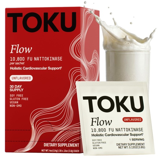 [BRSREBL7AABGGFDZ] Toku Nattokinase 10,800 FU Supplement with Vitamin K2 MK7 & Oat Beta Glucan, Daily Circulation Support Powder, Plant-Based Drink Mix, Soy-Free, 30 Single-Serve Packets - Unflavored