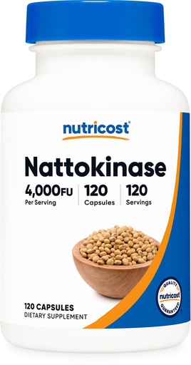 [BRSRGBAZCFYGEET2] Nutricost Nattokinase (4,000 FU) 120 Capsules - Vegan-Friendly, GMO-Free, Gluten-Free