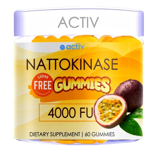 [BRSREEAFABYAECTK] Nattokinase 4000 fu | Nattokinase Supplement from Japanese Natto 50X Strength | Sugar Free with Monk Fruit & Vegan | Passion Fruit 60 Gummies