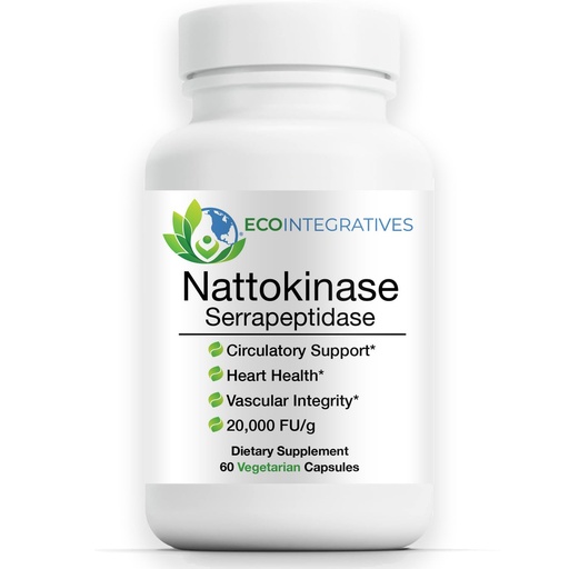 [BRSRE2Y6OJ5A2A3O] Nattokinase Serrapeptidase – with Nattokinase (20,000 FU/g) + Rutin | Supports Heart & Circulatory Health* | Non-GMO | 60 Vegetarian Capsules