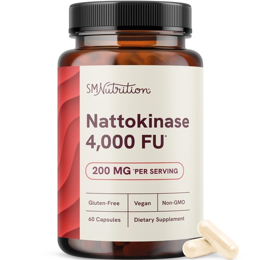 [BRSREFQEBUPQ43TK] Nattokinase Supplement 4000 FU | Supports Healthy Circulation and Maintains Fibrin Levels | Nattokinase 4000 FU per Serving | Derived from Natto | Vegan & Non-GMO | 60 Capsules (1 Month Supply)