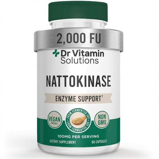 [BRSRGFABOICGG3I6] Nattokinase 2,000 FU (100mg) Supplement for Heart Health & Circulation - Blood Flow & Cardiovascular Support - Systemic Enzyme from Fermented Natto - Vegan, Non-GMO - 60 Veggie Capsules 2 Month Supply