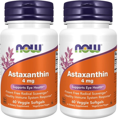 [BRSRGGQKDEPROFLP] NOW Foods Supplements, Astaxanthin 4 mg, Features Zanthin®, Supports Eye Health*, 60 Veg Softgels, (Pack of 2)