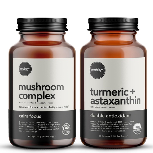 [BRSREFAEOAHBOCAU] Organic Body & Mind Supplement: Astaxanthin with Turmeric Curcumin Antioxidant Powerhouse and Organic Mushroom Nootropic Adaptogen for Calming Focus