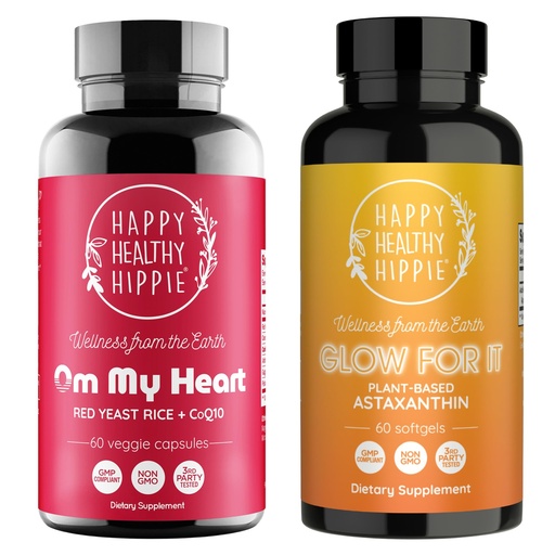 [BRSRGBIYB55GYELZ] Happy Healthy Hippie Glow for It Astaxanthin Supplement & Red Yeast Rice with CoQ10 Supplement