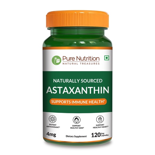 [BRSRG2YQAUFBYFLH] Pure Nutrition Natural Astaxanthin 4 mg | 120 Capsules | Haematococcus pluvialis algal Biomass | Supports Overall Health and Daily Wellness| Plant-Based Formula for Men & Women