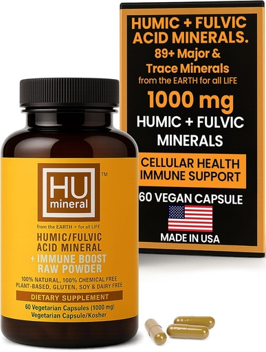 [BRSWIE36BUCBAFLU] Humic & Fulvic Acid Supplement Capsules – Organic Plant-Based Acid Fulvic Supplement with Fulvic-Humic Mineral Blend for Detox & Absorption 60 ct