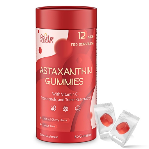 [BRSRGAI6O4PBGYDP] Astaxanthin Gummies – Astaxanthin Supplements with 12mg Per Gummy 24mg Max, Sugar Free Vegan Antioxidant with Vitamin C, Resveratrol & Tocotrienols – Supports Skin, Eye & Immune Health – 60 Count