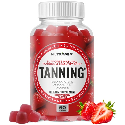 [BRSRGBIDBUPGOHY3] NutraPep Tanning Gummies for Women - Self Tan Bronzing Supplement that Work Without Sun - No Sugar Vegan with Astaxanthin Lycopene Beta Carotene Vitamins - Glow Up Skin Health Daily Oral Tanning Chews