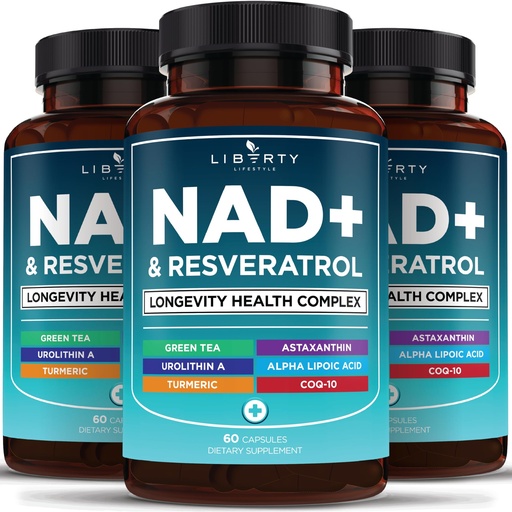 [BRSREAY3CUAW2DL7] NAD+ Supplement Complex – NAD+ 300 mg with Astaxanthin, Urolithin A, Resveratrol, CoQ10 & Antioxidant Blend – Cellular Energy, Mitochondrial Support or Women & Men – Vegan, Non-GMO- 180 Count