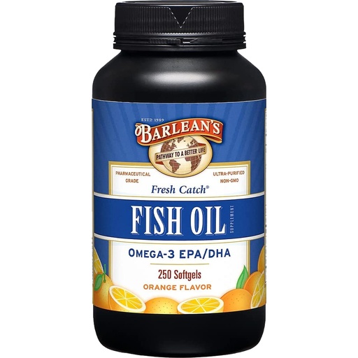 [BRSWIYA7B4JWYGDE] Barlean's Omega 3 Fish Oil Supplements, 600mg Fish Oil Pills with EPA & DHA, Softgels for Joint, Brain, & Heart Health, Orange Flavored, 250 Count