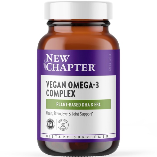 [BRSW2HY2CMGQODTO] New Chapter Vegan Algae Oil, DHA, EPA, and DPA Supplement - Vegan Omega-3 Complex for Heart, Brain, Eye & Joint Support - 30 Softgels
