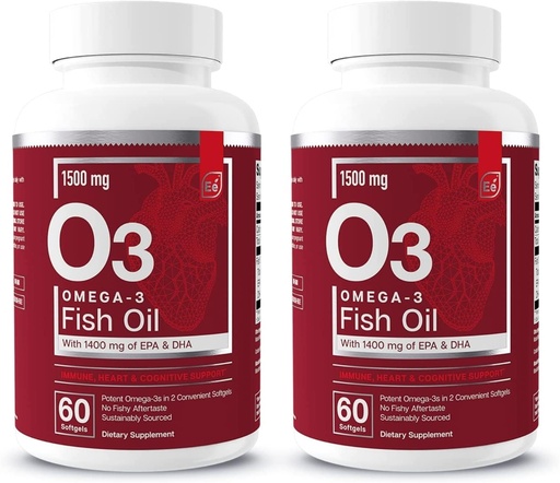 [BRSREAAZCMAQGEY6] Essential Elements Omega-3 Fish Oil Supplement with EPA & DHA | Fatty Acids for Immune, Heart & Cognitive Support | Omega-3 Fish Oil 120 Softgels (2-Pack)