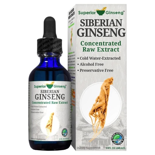 [BRSW2HYTCINRQCA2] Siberian Ginseng Root Extract - Organic Ingredients & Alcohol Free - 2oz - Patented Cold Fulvic Mineral Water Extracted - Adaptogen - Immune Support for People & Pets