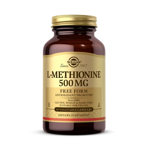 [BRSWIYQ3DEMBW2DO] Solgar LMethionine 500 mg Vegetable Capsules Antioxidant Promoter Supports Fat Metabolism Vegan Gluten Free Dairy Free Kosher Servings, 90 Count