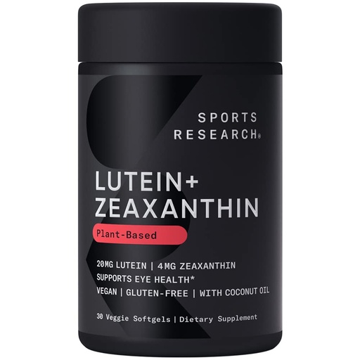 [BRSWYZAYOAJW2EY6] Sports Research® Lutein and Zeaxanthin Capsules - Eye Health Support Supplement Made with Lute-Gen® and Organic Coconut Oil - Vegan Friendly & Non-GMO Verified - 30 Veggie Softgels