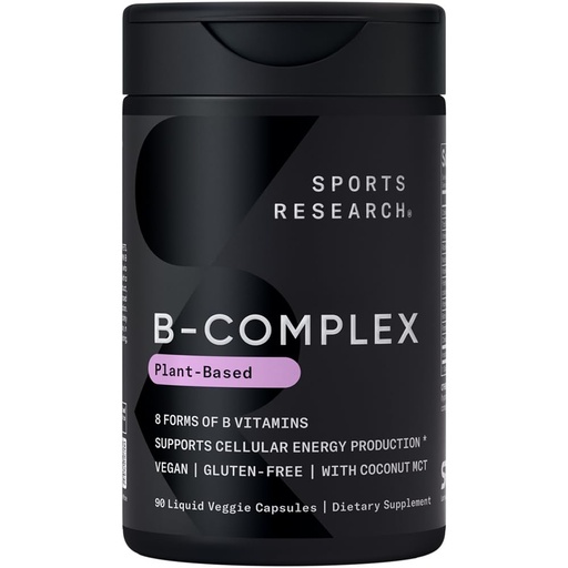 [BRSRACQ3OYBQGYD4] Sports Research Vitamin B-Complex - Full Spectrum of B Vitamins - 90 Liquid Veggie Capsules