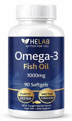 [BRSREAA3BYFA2CYY] Omega 3 Fish Oil Supplementt (90 Count) Wild Caught Omega3 Fish Oil High EPA DHA Rich in Fatty Acid | Omega-3 Supplements for Women & Men | Purified Omega3 Fatty Acid, Non-GMO, Burpless Softgels