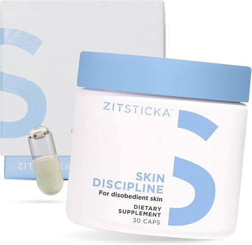 [BRSWYZYRCANG2YLP] ZitSticka Vitamin Acne supplement for Cystic Acne w/ 30 Natural Caps for Women and Men, supplements for Hormonal Support, Skin Clarity, Dark Spots - Dermatologist Tested (Skin Discipline)