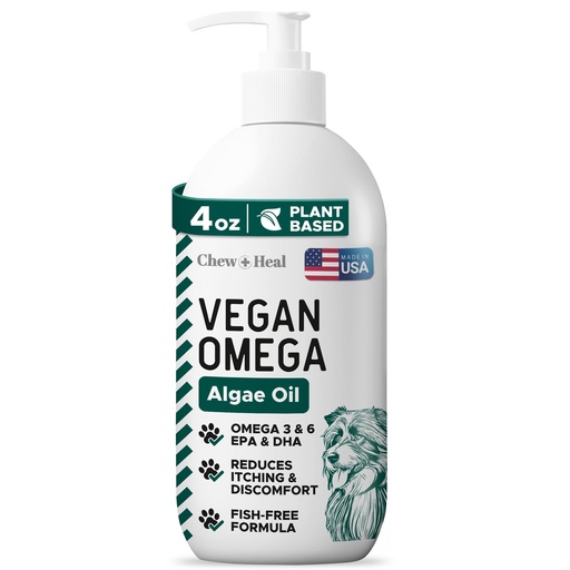 [BRSREZYROYHGYGTL] Vegan Omega 3 Oil for Dogs - 4 oz of Fish Free Algae Oil for Healthy Skin and Coat - Made with Omega 3 and 6 Fatty Acids, EPA, DHA, and DPA - Made in the USA