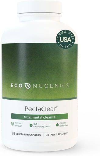 [BRSWIZYACR7BKDLI] EcoNugenics PectaClear Detox Supplement for Toxic Metal Cleanse – Naturally & Safely Eliminates Toxins for Gut, Liver & Kidney Detox & Repair – Helps with Energy, Weight, Hormone Balance, 180 Capsules