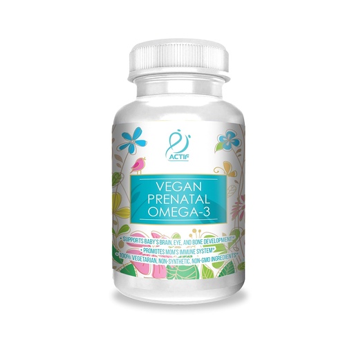 [BRSWGA37AAOQAD3V] Actif Organic Vegan Prenatal Omega-3 with High Strength Algae Oil Formula, 100% Natural, Gluten-Free, Non-GMO, 90 Count
