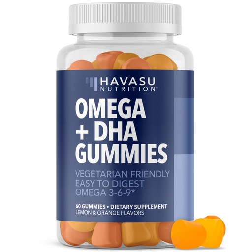 [BRSWGGAKDJ4A4GTU] Omega 3 6 9 + DHA Gummies for Adults - Plant-Based Fish Oil Alternative with Chia Seed Oil and Algae - Support Brain and Immune Function - Lemon and Orange Flavors - Vegetarian Friendly - 60 Count