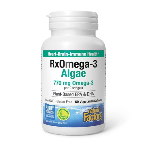 [BRSREAQ7AF6GAYIZ] Natural Factors RxOmega-3 Algae 770 mg, 60 Softgels