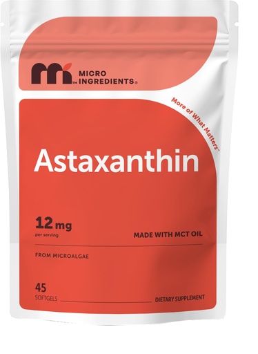 [BRSRGGA5CMCB6FI6] Micro Ingredients Astaxanthin 12mg with MCT Oil, 45 Softgels | Premium Astaxanthin Antioxidant Supplements* | Fresh Microalgae Source | Triple Strength, Non-GMO, Gluten Free, No Soy