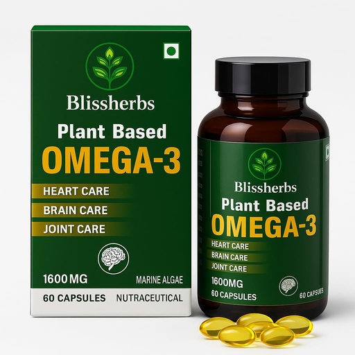 [BRSRGZ3RPIFA43Y2] Plant Based Omega 3 Capsules, Algae Oil Supplement with 450 mg EPA & 150 mg DHA, Vegetarian Omega-3, No Fish Oil, 60 Capsules