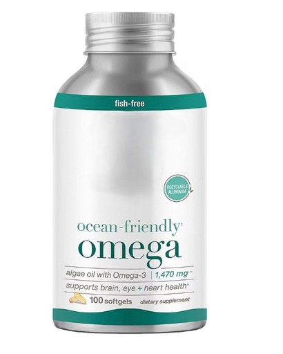 [BRSRGEIFOIFAYYIV] Omega Algae Oil Omega-3 Supplemen Ocean-Friendly 1,470 mg – Plant-Based DHA & EPA – Supports Brain, Eye & Heart Health – 100 Softgels