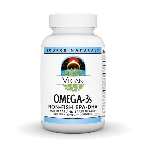 [BRSWIE3QBJ5RE3DK] Source Naturals Vegan Omega-3s, Non-Fish EPA-DHA, for Heart and Brain Health Support* 300 mg - 60 Vegan Softfgels