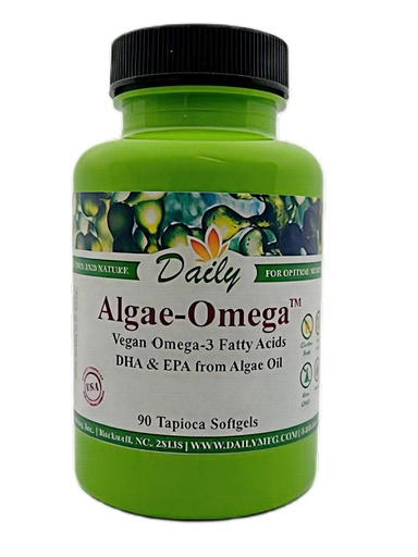 [BRSRGYDYAV5BQF3G] Daily Algae-Omega™ Vegan Omega 3 Supplement – 300mg Algal Oil (180mg DHA / 100mg EPA) – Plant Based Fish Oil Alternative for Brain, Heart & Eye Health – Non-GMO, Mercury Free, Burpless – 90 Softgels