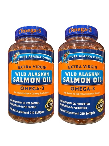 [BRSRGYYKCB5QEDQ3] Omega3 Extra Virgin Wild Pure Alaskan's Salmon Oil, 420 Total Softgels, 1000mg, Omega-3 Supplement with DHA & EPA; 2 Packs; Updated Packaging