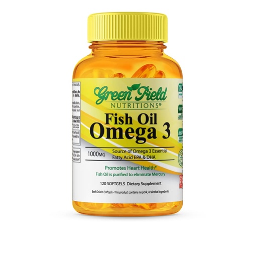 [BRSWG2QEPJ6RUD3O] Greenfield Nutritions Halal Fish Oil 1000mg, 300mg Halal Omega 3, Small Wild Peruvian Fish Oil Halal Vitamins, EPA 180 mg & DHA 120mg, Non-GMO, Gluten Free, Support Brain & Heart Health, 120 Pills