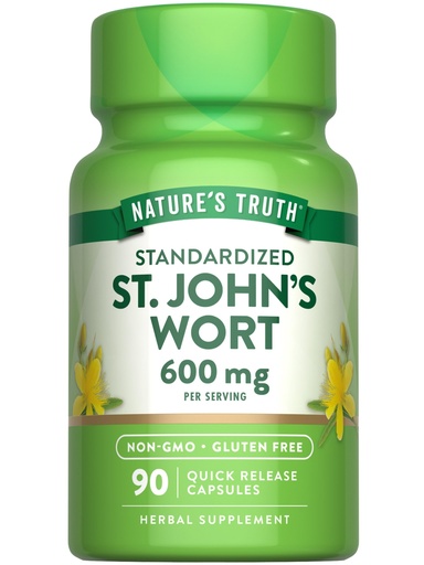 [BRSWICQBBAEBQ2Y7] Nature's Truth St Johns Wort 600mg | 90 Capsules | Standardized Extract | Non-GMO & Gluten Free Supplement