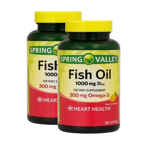 [BRSROGIQOUHBADIV] Omega 3 Fish Oil 1000mg – 60 Softgels, Omega-3 Supplements for Women and Men, Fish Oil Fatty Acid, Daily Essential Supplement (Pack of 2)