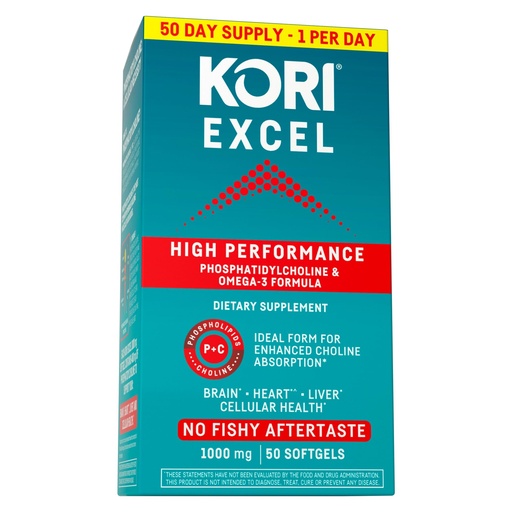 [BRSRACYZCQJRQHQ3] Kori Krill Excel Krill Oil 1000mg Supplements with EPA & DHA, High Performance PC Formula for Max Absorption, Non-GMO Source, 50 Softgels