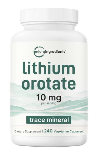 [BRSRABLYPMIG2AI3] Lithium Orotate 10mg, 240 Veggie Capsules | 5mg Per Capsules | High Bioavailability Trace Mineral | Healthy Aging, Brain Supplement, & Mood Support | Non-GMO, Gluten Free