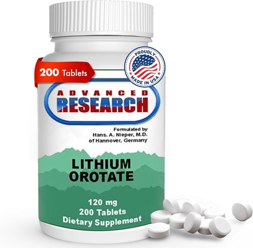 [BRSWI2T4CQDBC23M] Nutrient Carriers Advance Research Lithium Orotate 120 Mg 200 Tablets