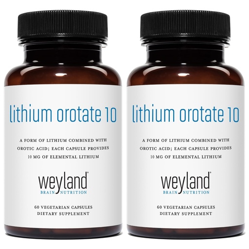 [BRSREAAHCMMAIA3V] Lithium Orotate - 10mg of Elemental Lithium, 60 Vegetarian Capsules (Pack of 2)