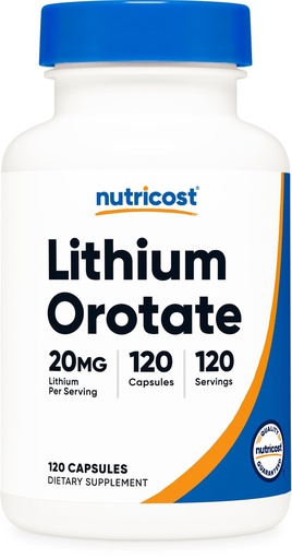 [BRSRGBT6OANQOHT3] Nutricost Lithium Orotate (20mg) 120 Capsules - Vegan, Gluten-Free, GMO-Free