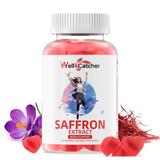 [BRSRAEANDIPRS334] Saffron Gummies for Adults Kids - Organic Saffron Extract Supplement for Men Women Sugar Free for Mood Balance Support Better Sleep Metabolism with Vitamins Non GMO Strawberry Flavored 30 Days Supply