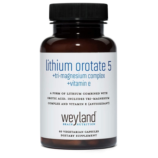 [BRSWGBAROQPWAALO] Lithium Orotate 5mg + Tri-Magnesium Threonate, Taurinate, Malate + Glycine + Vitamin E, 60 Vegetarian Capsules