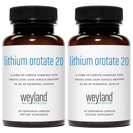 [BRSREAAHCMPA4YI7] Lithium Orotate - 20mg of Elemental Lithium, 60 Vegetarian Capsules (120 Count (Pack of 2))