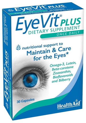 [BRSWIZL2AYCB4EDA] EyeVit Plus – Once-Daily Eye Health Supplement | 30 Capsules | Contains Omega-3, Lutein, Beta-Carotene, Zeaxanthin, Bioflavonoids & Bilberry
